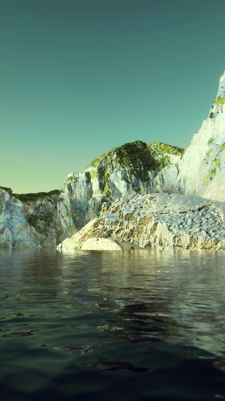 Beautiful rocky shores with calm waters and serene landscape at dusk
