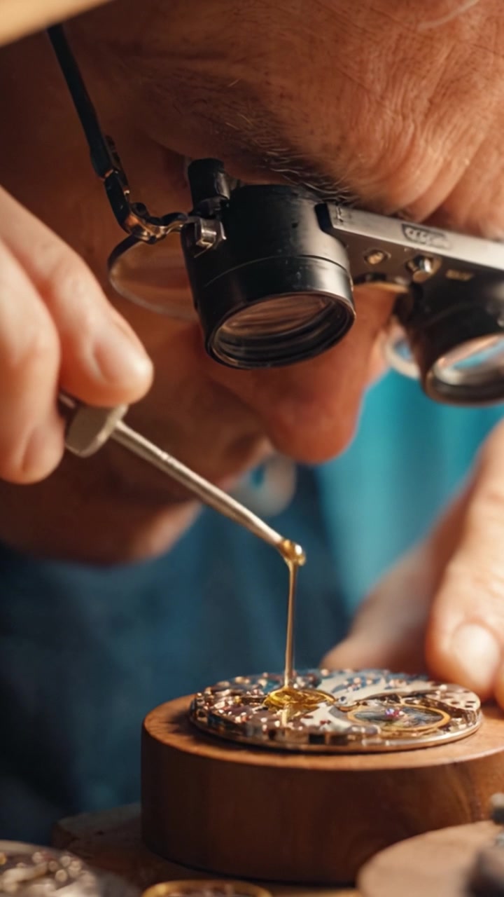 Detailed Craftsmanship in Watchmaking: A Skilled Artisan Carefully Assembles Intricate Watch Mechanisms with Precision Tools and Magnifying Glasses for Ultimate Accuracy