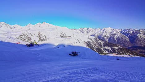 High-angle-shot-of-Suzuki-Nine-Knights-ramp-in-Watles-ski-resort-during-early-morning-in-timelapse