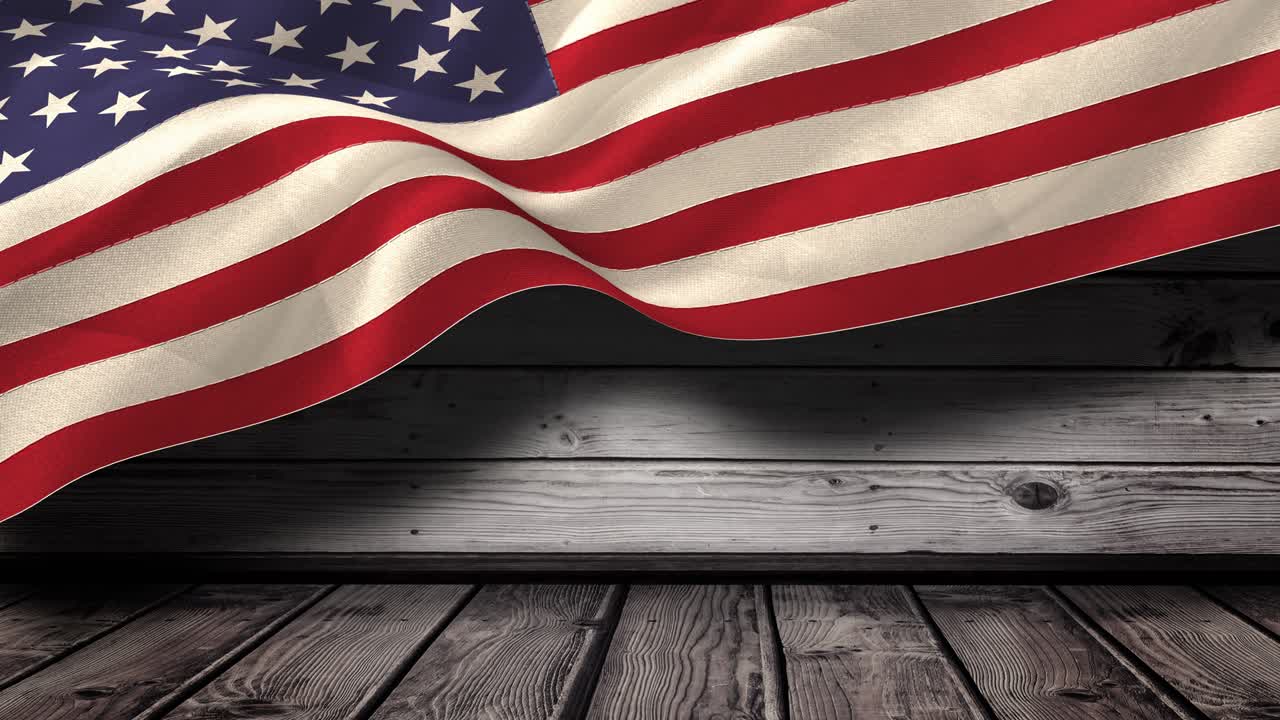 animación de fondos rojos, blancos y azules que se mueven sobre la bandera estadounidense