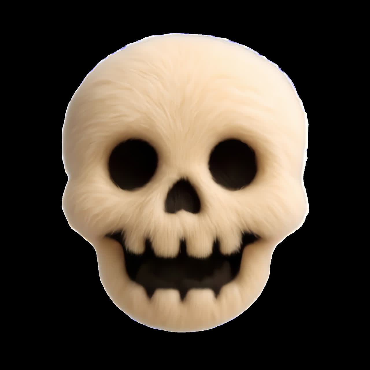 Furry skull animation isolated asset, transparent 4K video, alpha channel, ProRes 4444