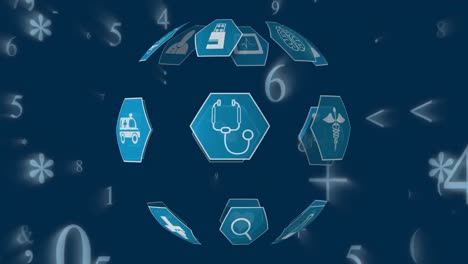 medical icons and numbers with symbols