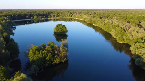 beautiful landscape, forest woods and tranquil lake