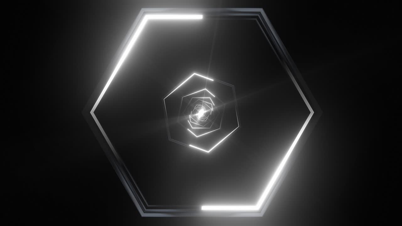 Abstract Futuristic Hexagon Light Tunnel