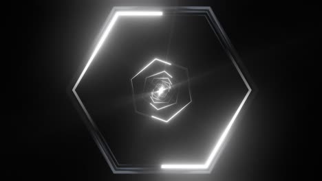 abstract futuristic hexagon light tunnel