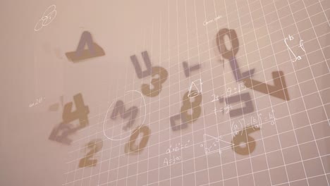 animación de la línea que cae sobre las ecuaciones matemáticas en el cuaderno escolar