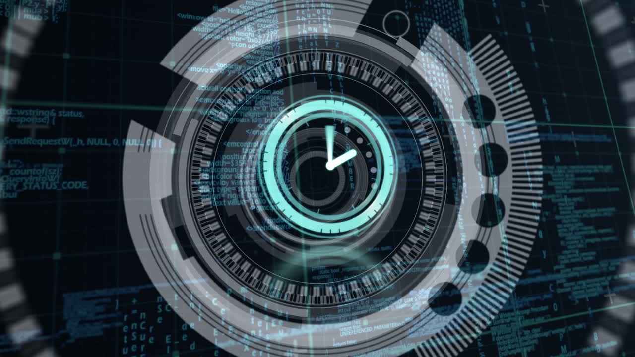 animazione della scansione della portata e dell'elaborazione dei dati su sfondo nero