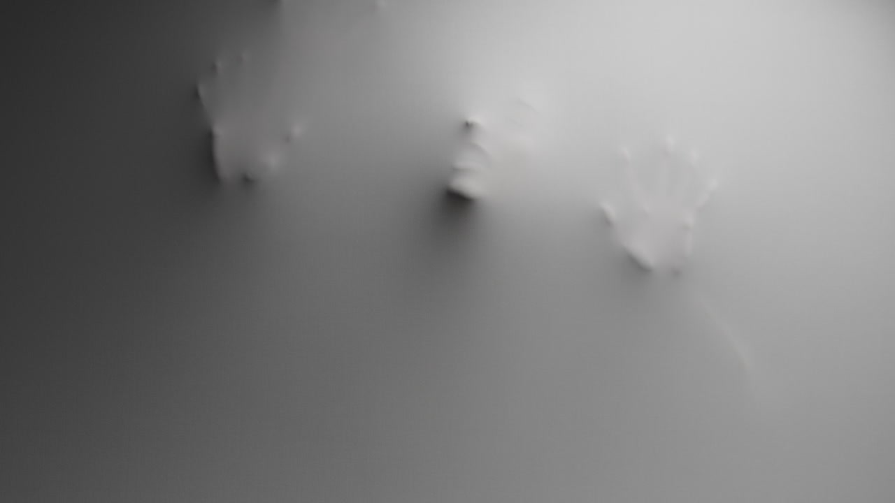 Scary silhouettes appears from the white wall