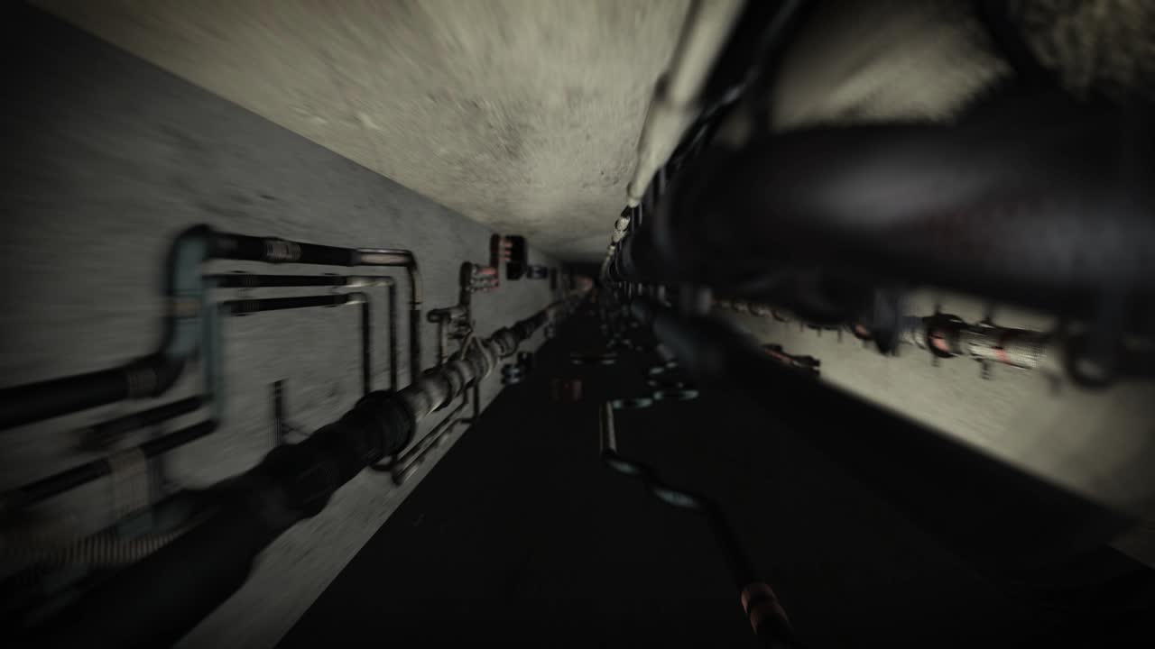 túnel oscuro con tuberías oxidadas 06