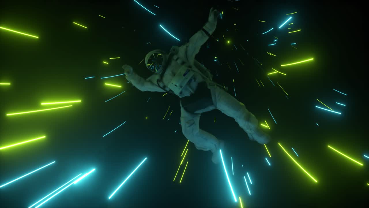 astronauta en el espacio de neón
