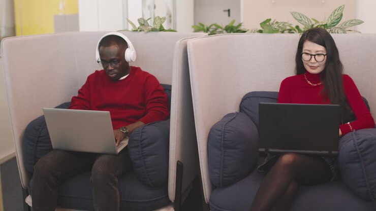 Diverse Businesspeople Working in Coworking Space