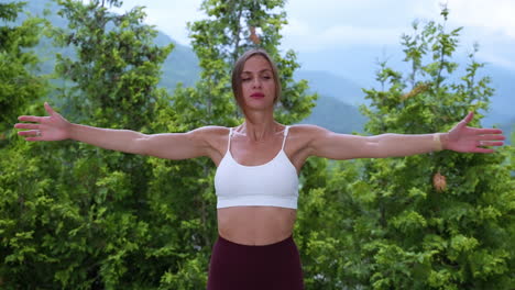 woman stretching outdoors in nature