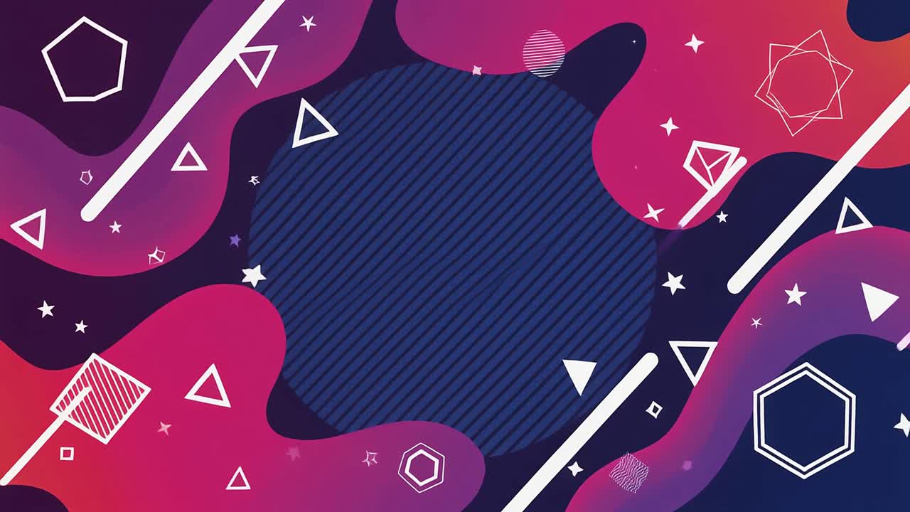 Abstract Animated Background with Colorful Fluid Shapes and Geometric Elements