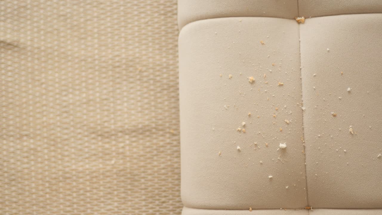 Bread Crumbs on a Beige Sofa