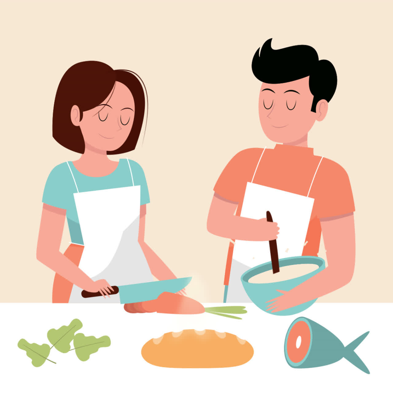 Couple Cooking Together