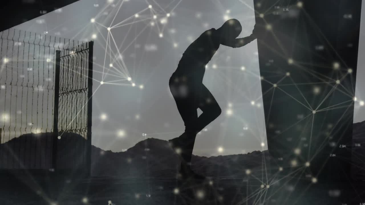 운동하는 아프리카계 미국인 남성에 대한 연결 네트워크의 애니메이션