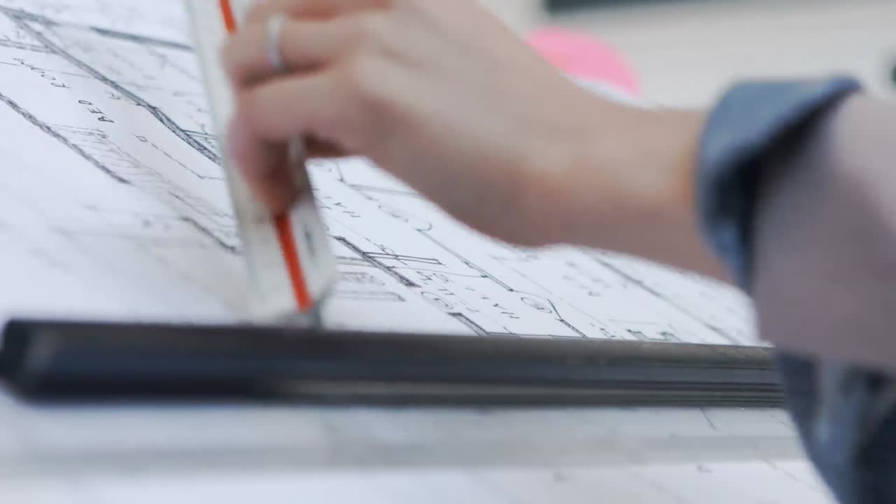 블루프린트 4k에서 일하는 여성 임원의 클로즈업