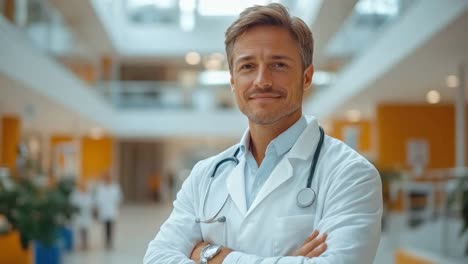 male doctor smiling in a hospital setting