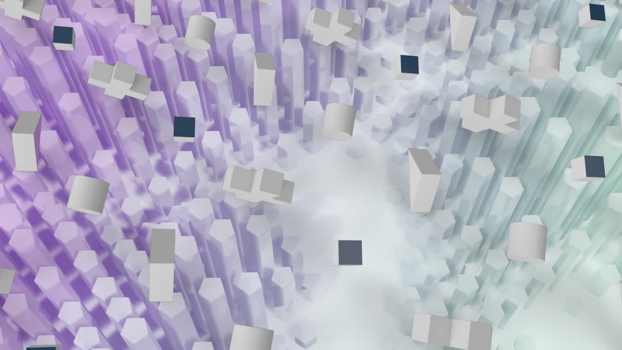 움직이는 추상적인 모양 위에 추상적인 모양의 행