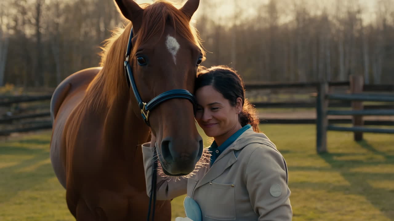 Woman's Affectionate Bond with Her Horse