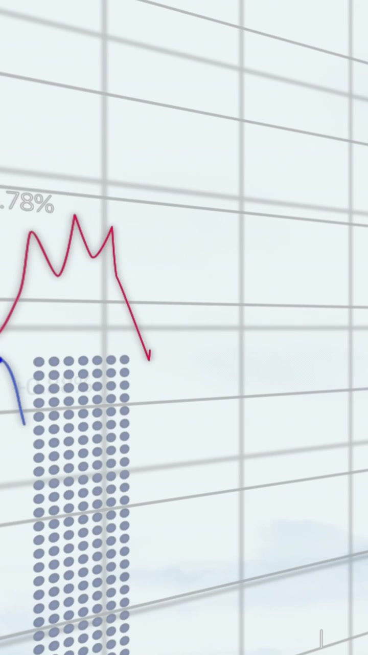 Animation of multiple graphs on grid with connected people, bell and like icons forming globe