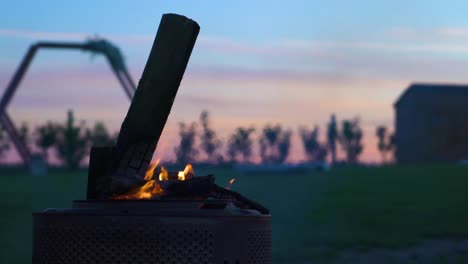 campfire at sunset