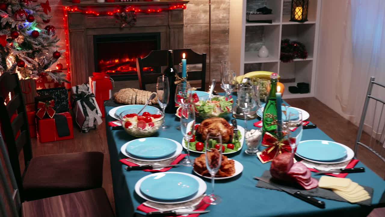 vista superior de la comida tradicional para la fiesta de navidad