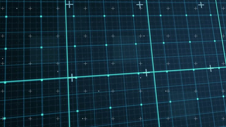 Animation of plus signs over grid pattern moving on black background