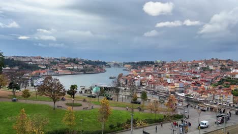 porto, portugal from above overlooking dom luis 1 bridge and porto city