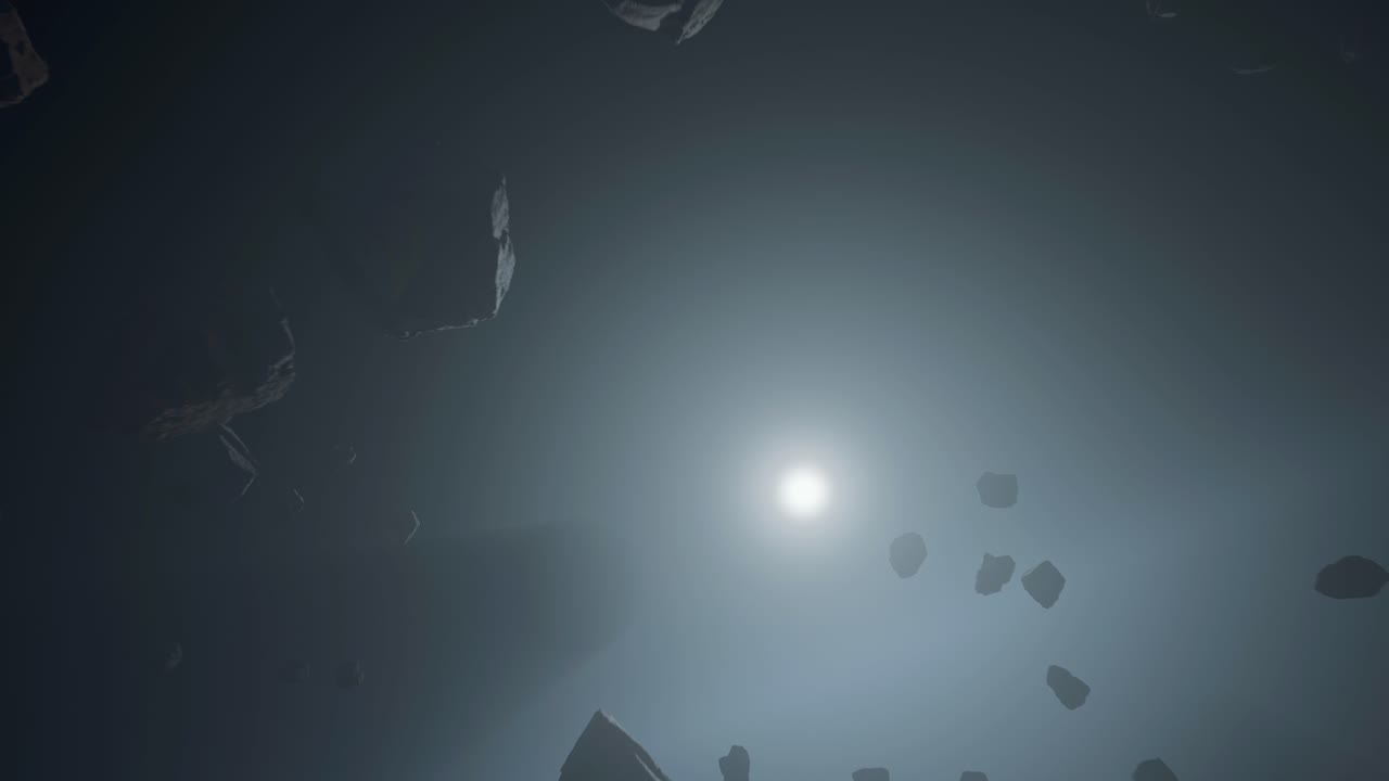 3D Render Animation Of An Asteroids Field In Deep Space