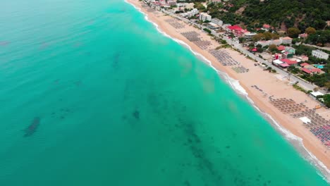 drone fly over beautiful beach in greece