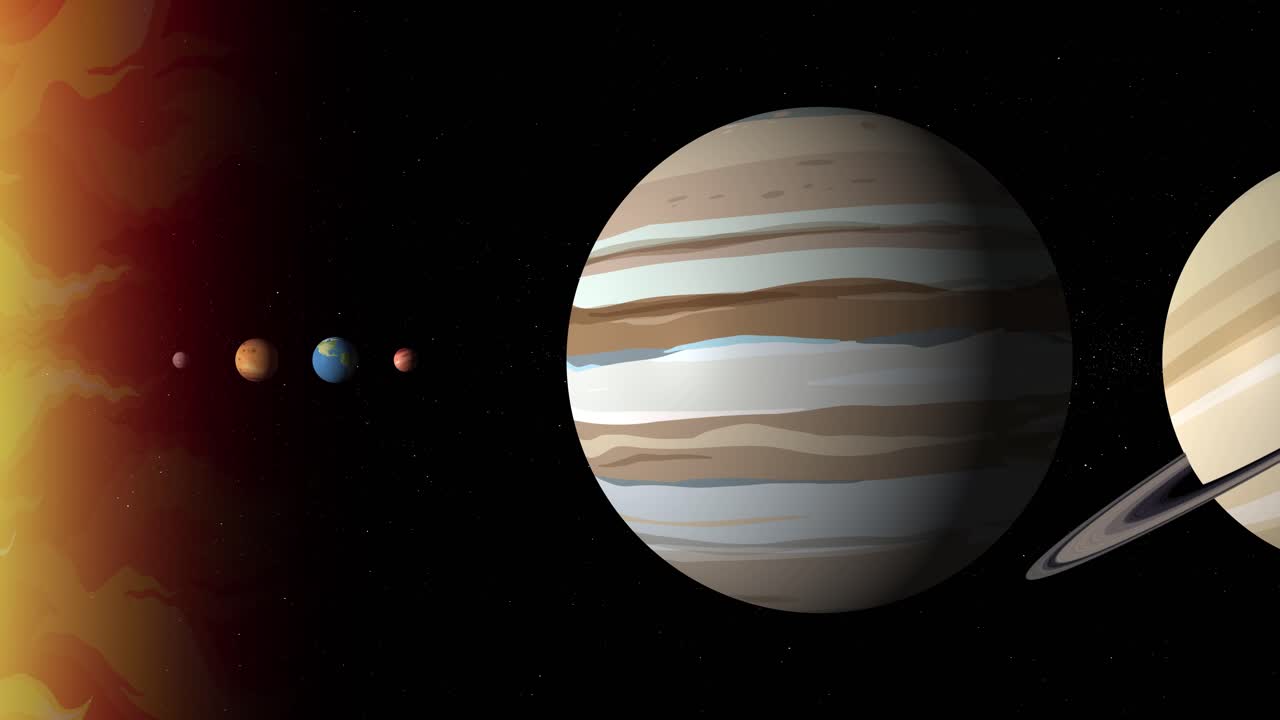 representación visual de los planetas en el sistema solar