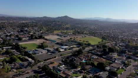 drone footage of lemon grove, la mesa and spring valley, suburbs of san diego california east county, taken during a sunny morning