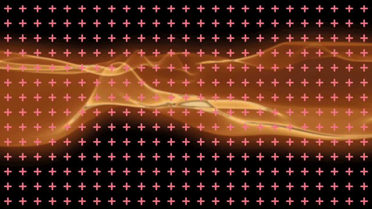 On play orange ribbon undulating and shifting to show waveform shift, pink plus-grid fixed