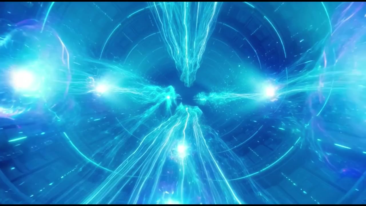 Futuristic Digital Tunnel with Glowing Blue Energy Beams
