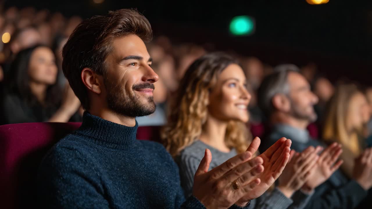 Audience in Animated Applause: Captivated Expressions of Engagement During a Performance in a Theater Setting, Showcasing Joy and Appreciation