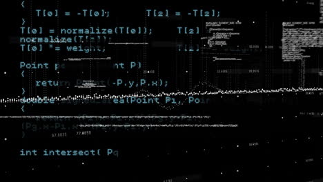 animation of information and data processing, with interference, on black