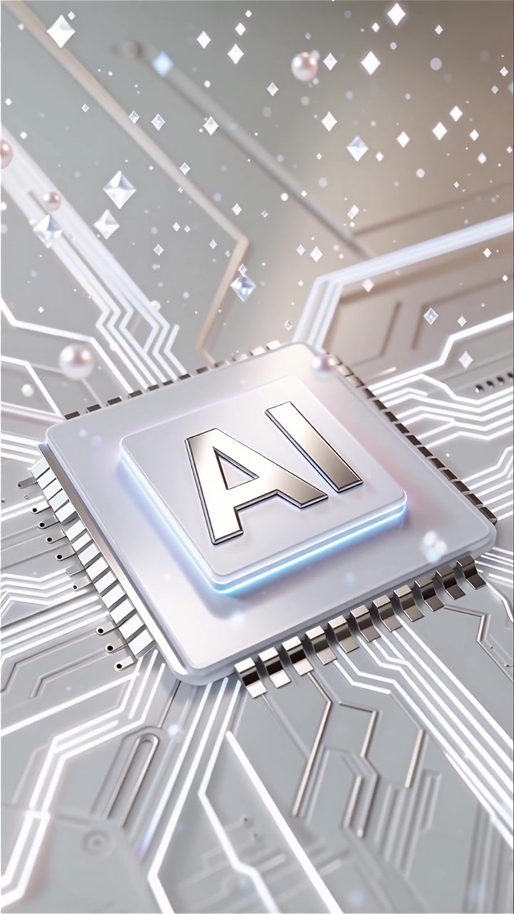 Futuristic AI Chip Motherboard Technology Background