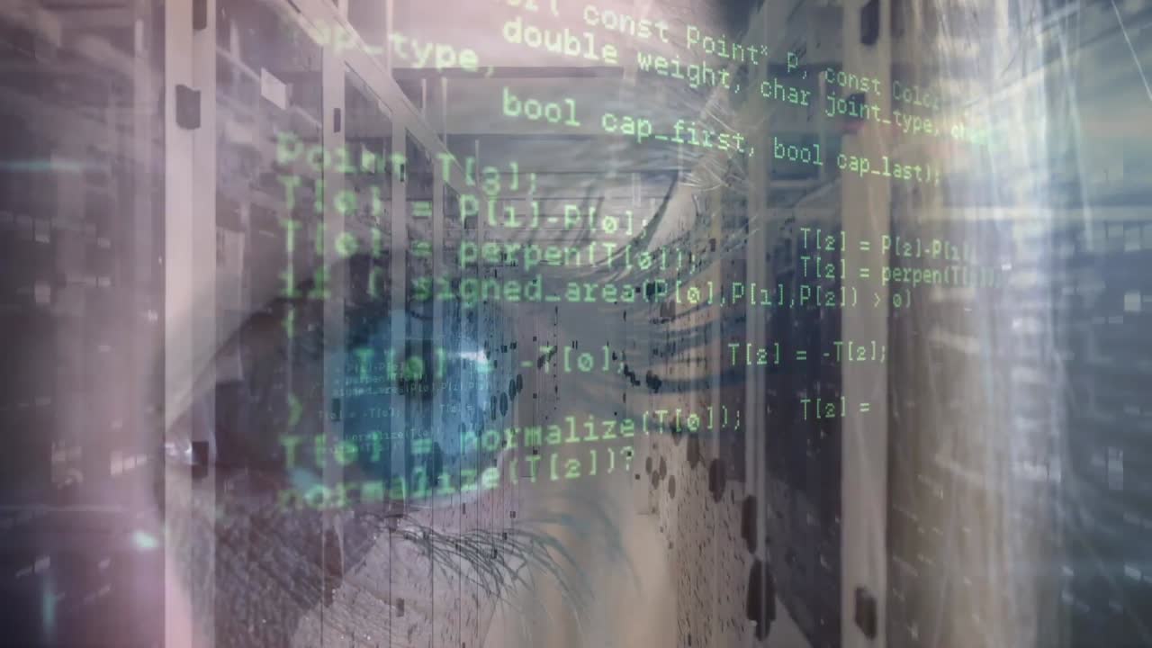 animación del procesamiento de datos y vigilancia de la sala del servidor