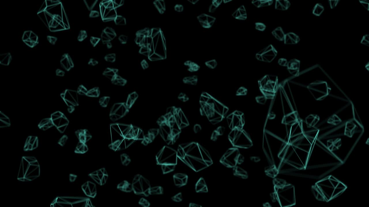 떨어지는 3d 와이어 프레임 조각