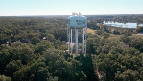 muskegon heights water tower in close up