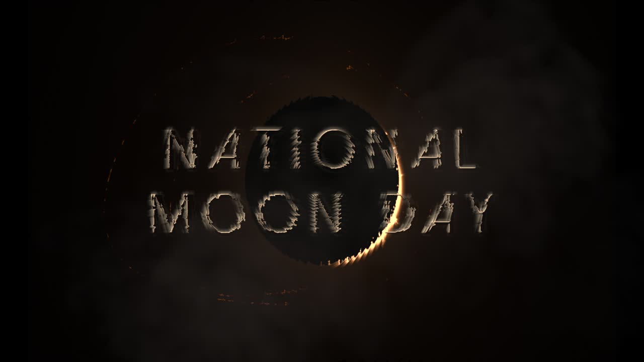 día nacional de la luna con luz de neón y gran planeta en la galaxia