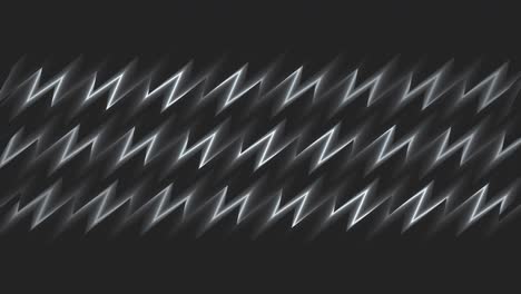 abstract monochrome zigzag lines moving on a black background, seamless loop. motion. energy or electricity symbol