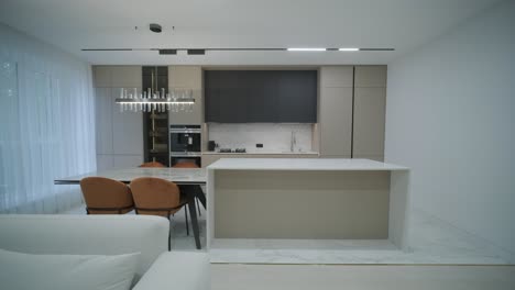 modern kitchen interior with integrated living space