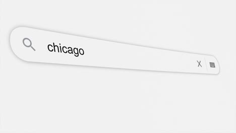 Chicago being typed in the search bar
