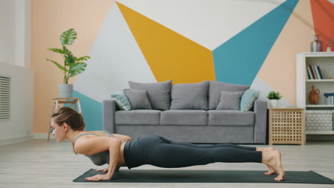 yoga poses in a living room