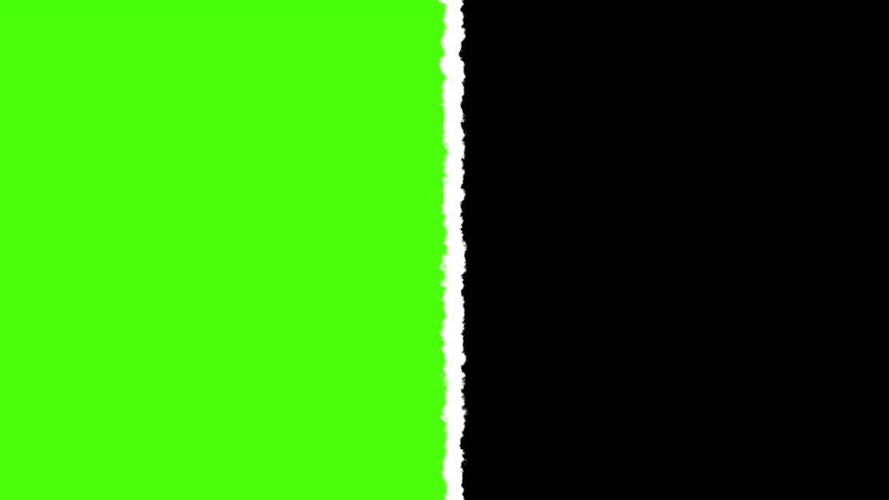 Torn Paper Transition Revealing Green Screen and Black Background