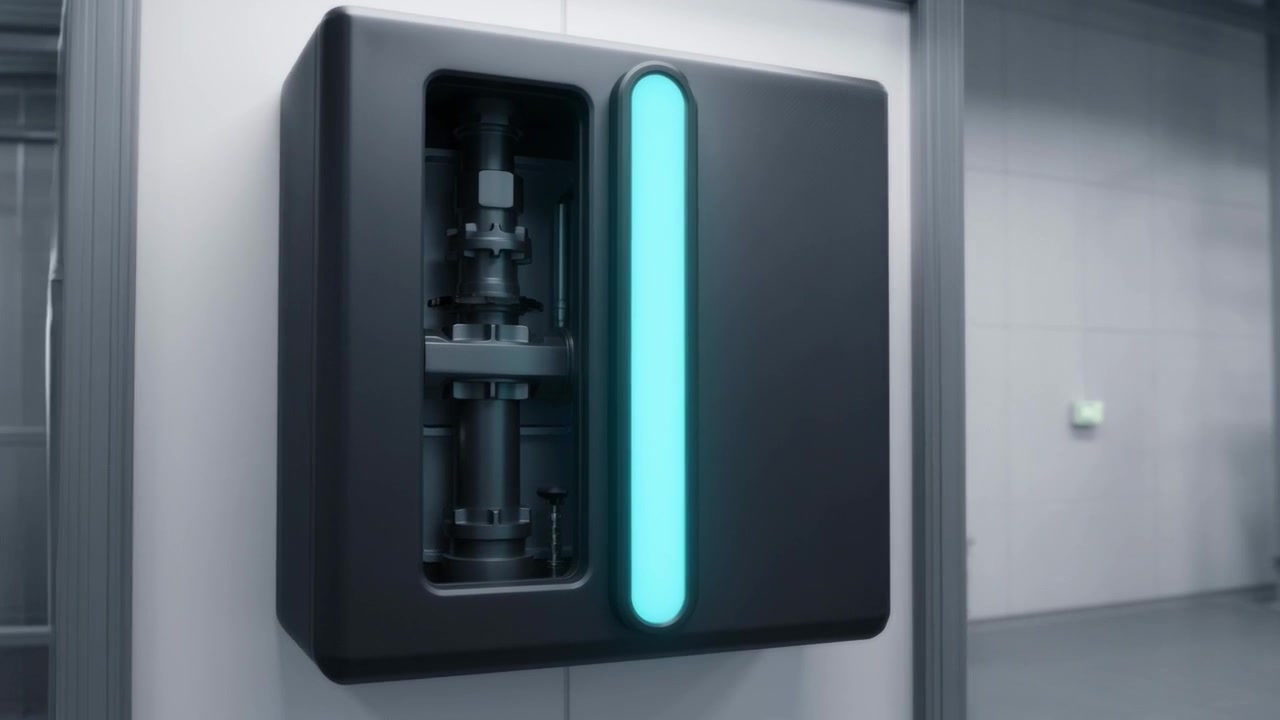 Industrial Control Panel with Glowing Light in Modern Laboratory