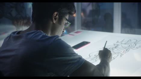 artist working on a drawing