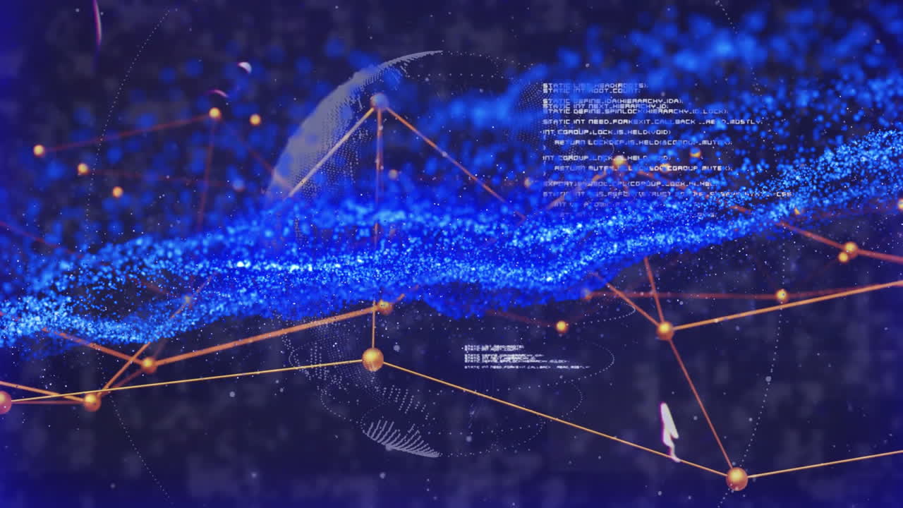 네트워크 연결 및 데이터 처리 애니메이션 디지털 글로브 배경